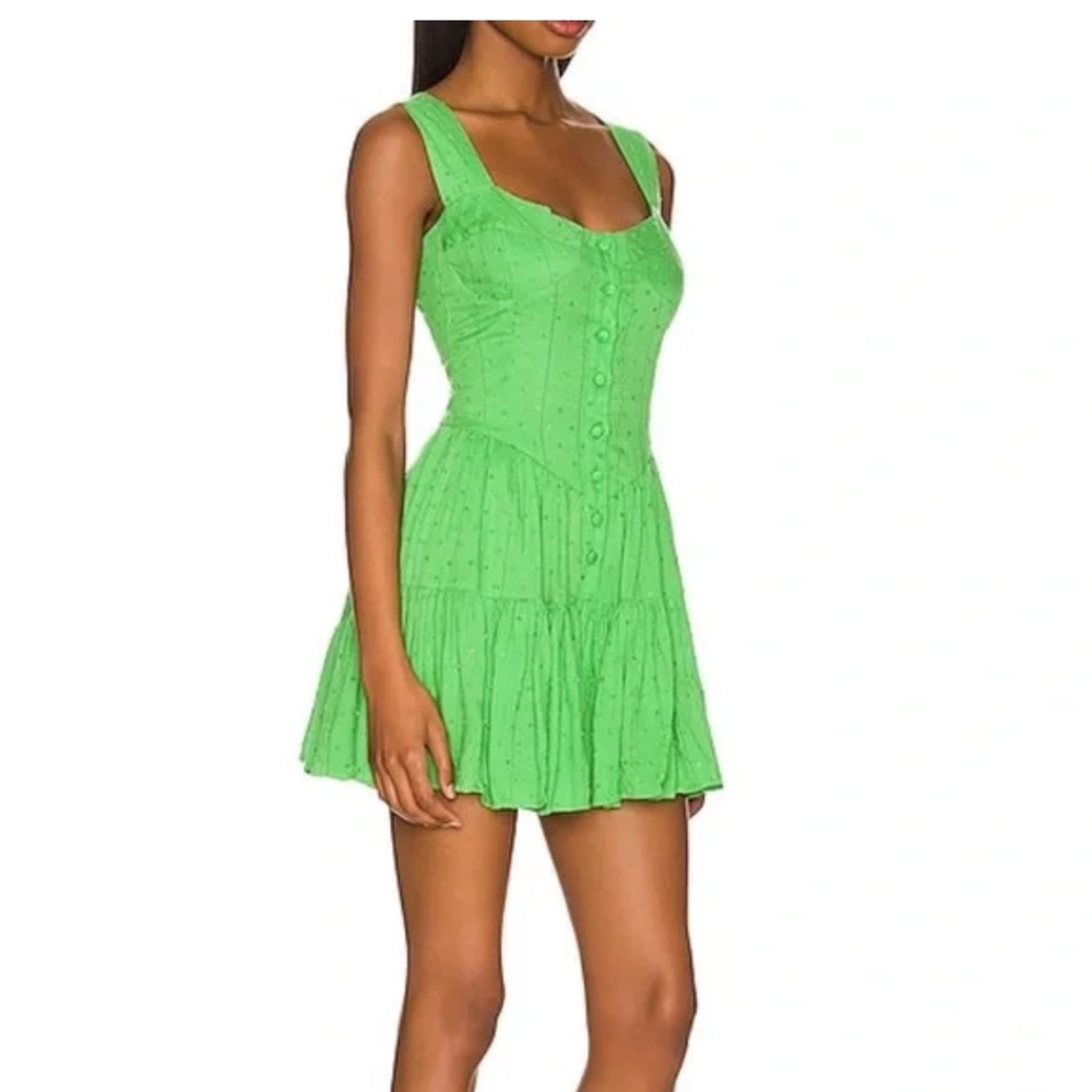 PQ Everly Green Fit and Flare Embroidered Mini Dress XS/S